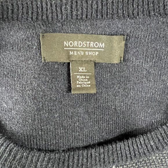 NWT NORDSTROM Navy Blue Wool Mix Crew Neck Sweater (XL) - Picture 6 of 8